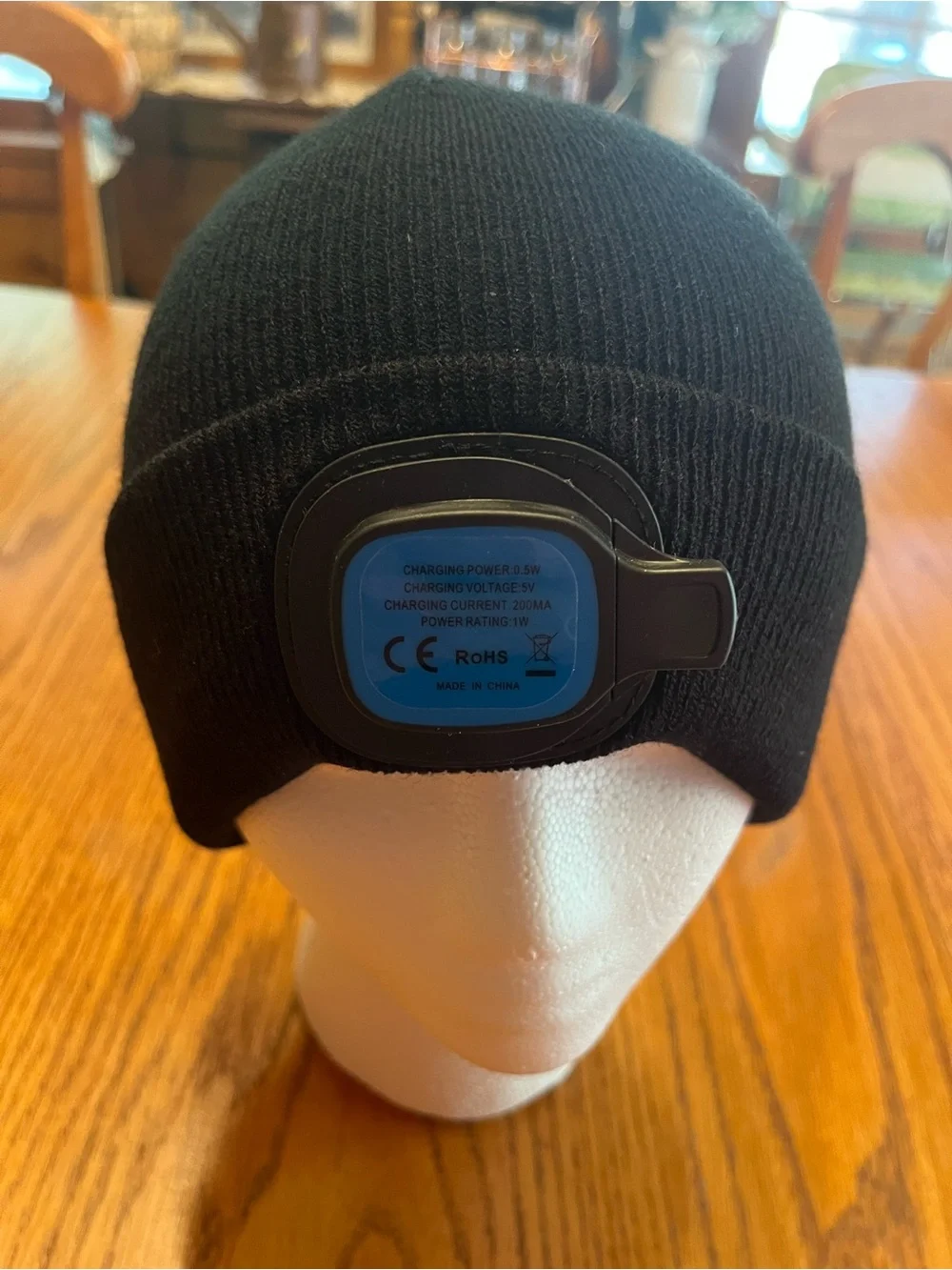 Black Beanie Hat with Rechargeable Head light New without tags